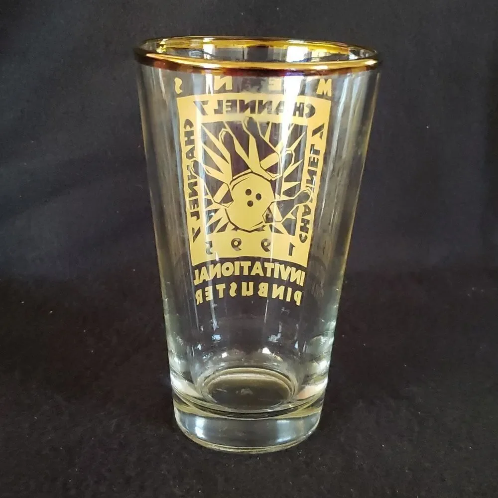 Channel 7 Invitational Pinbuster Bowling Tournament Drinking Glass Dated 1995